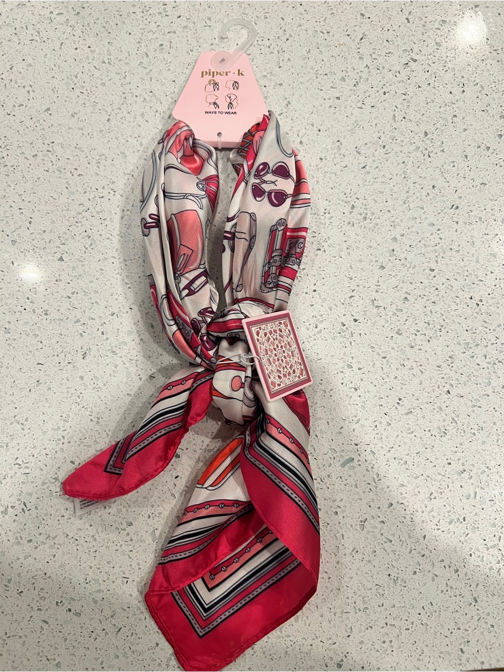 Piper Pink and Cream Patterned Fashion Scarf